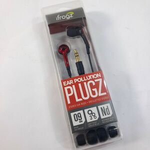 NEW iFrogz PLUGZ Ear Buds Stereo Ear‎ Pollution Red Wired red EPD-33-RED plugs